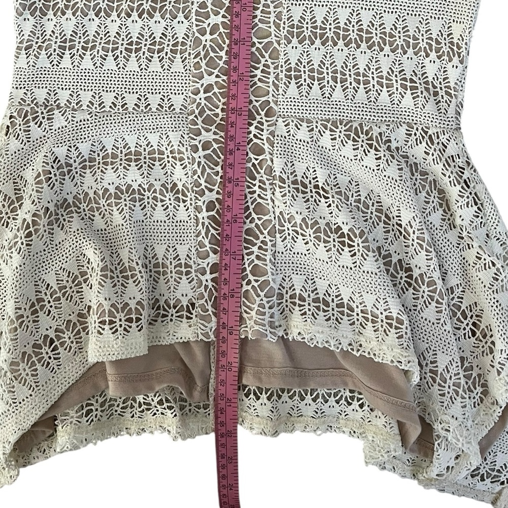 BarIII peplum lace cream ivory beige blouse size small - Picture 3 of 5